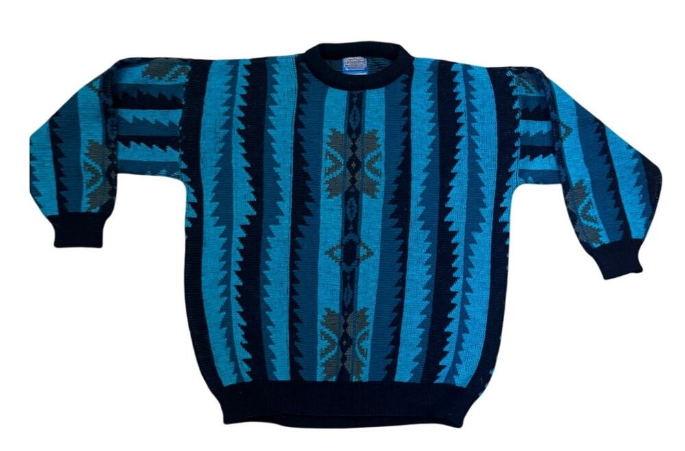Vintage Pendleton High Grade Western Wear Pure Virgin Wool Aztec Print USA Large